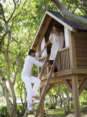 cabane, cabane en bois, couple, bel ombre nature reserve